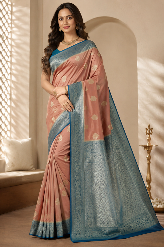 elegant khadi georgette saree with rich zari woven pallu