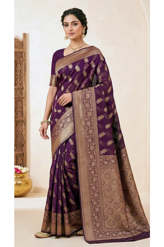 Cotton Tussar with Golden Zari Border | Designer Ethnic Saree for Wedding & Festive Wear