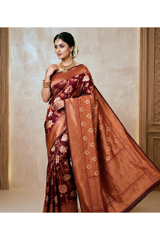 Deep Maroon Organza Saree