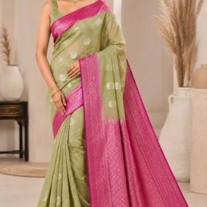 elegant khadi georgette saree with rich zari woven pallu